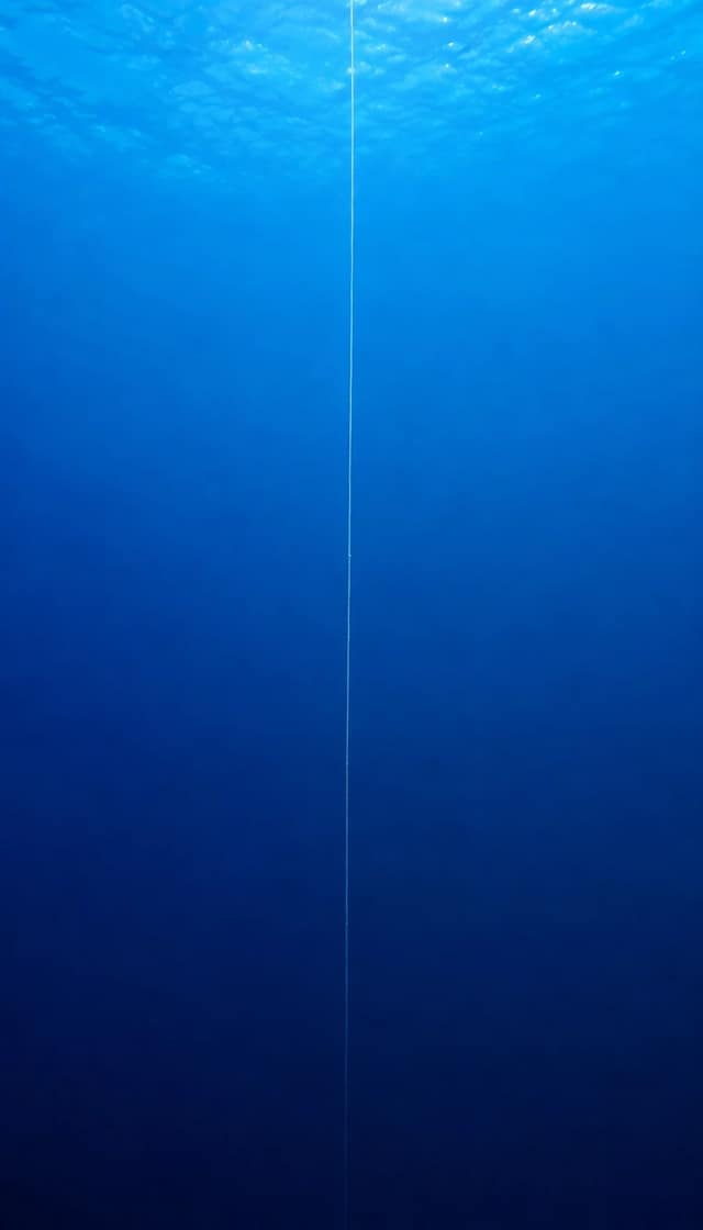 The descent line alone, dropping from the bright surface into deep blue.